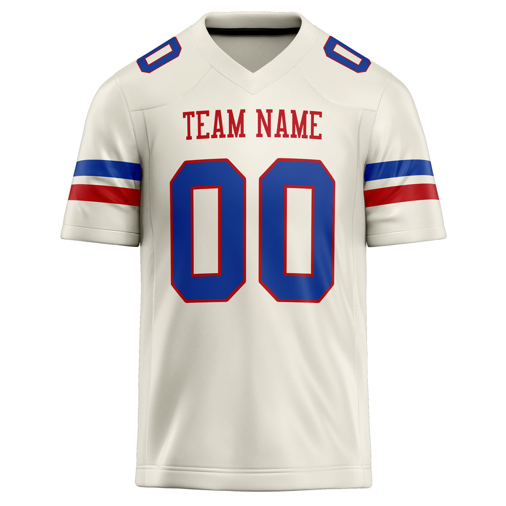 Personalized Cream & royal Solid Colour Football Jersey