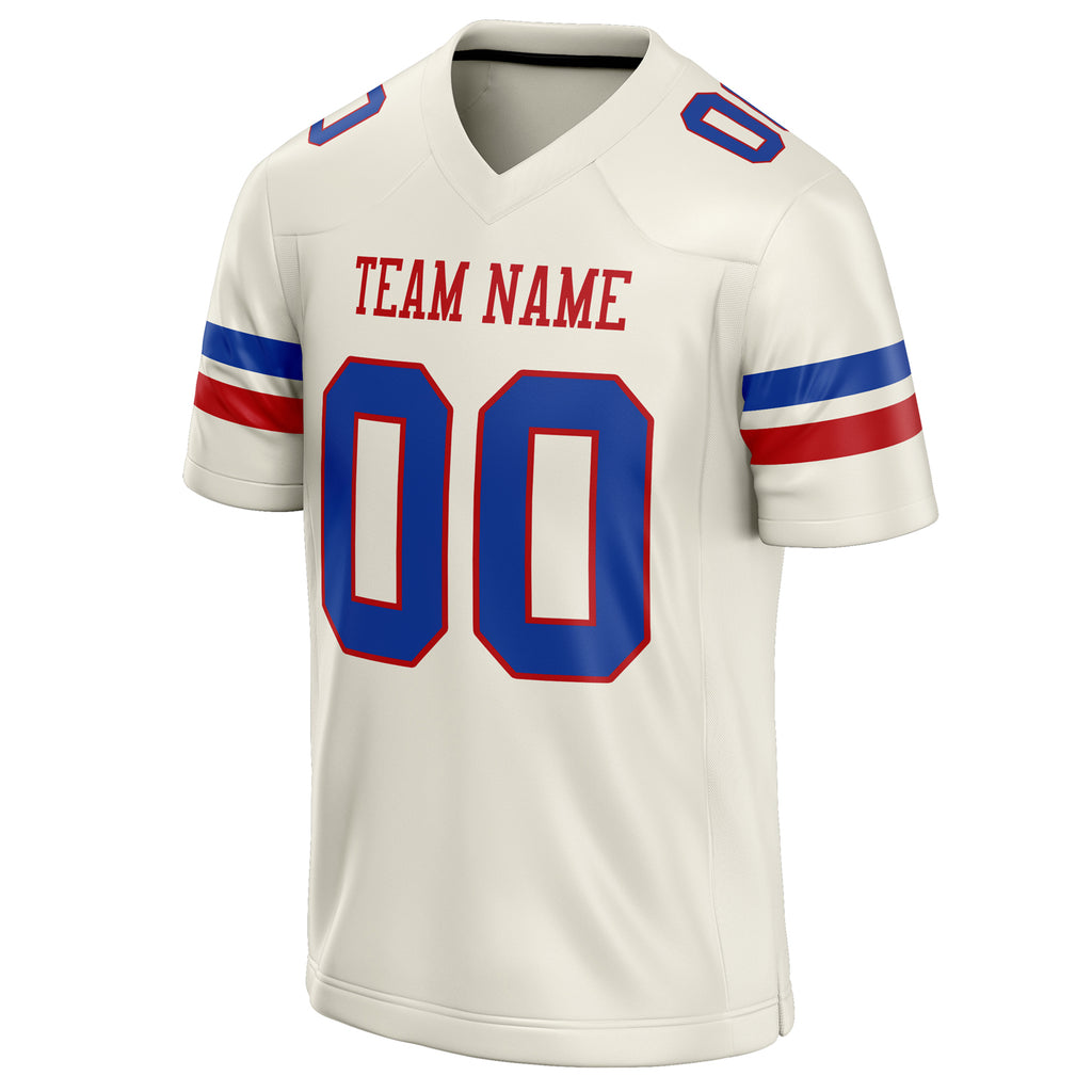 Personalized Cream & royal Solid Colour Football Jersey
