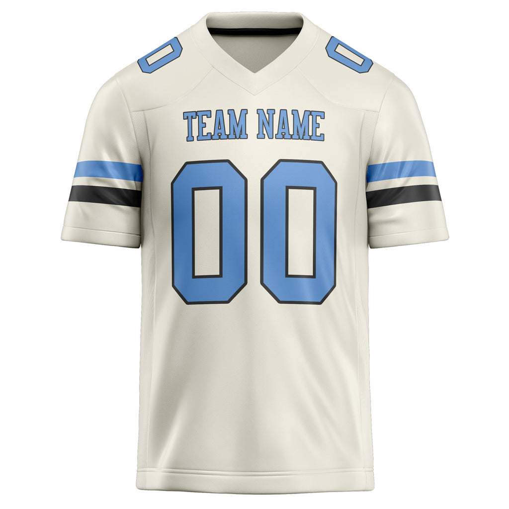 Personalized Cream & light blue Solid Colour Football Jersey