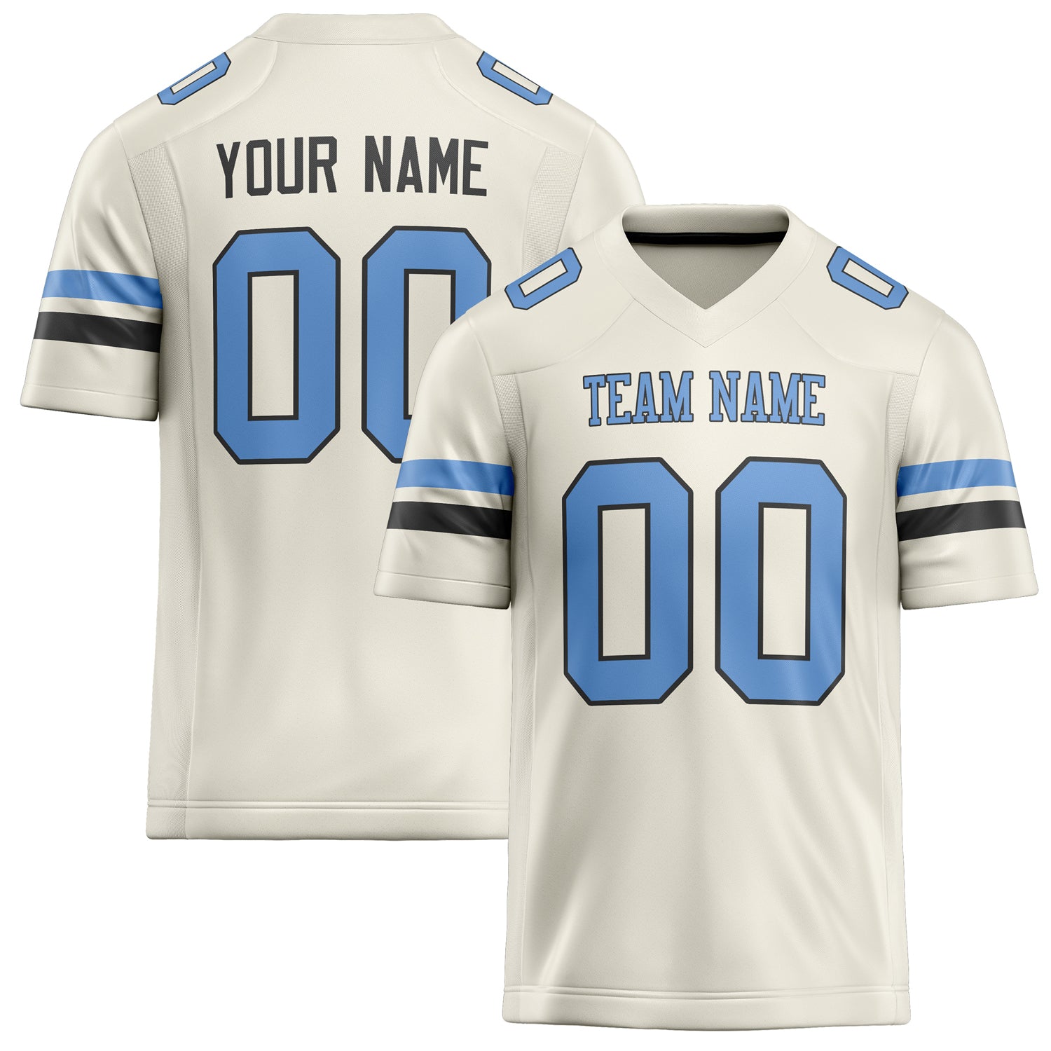 Personalized Cream light blue Solid Colour Football Jersey FT02240730CR106