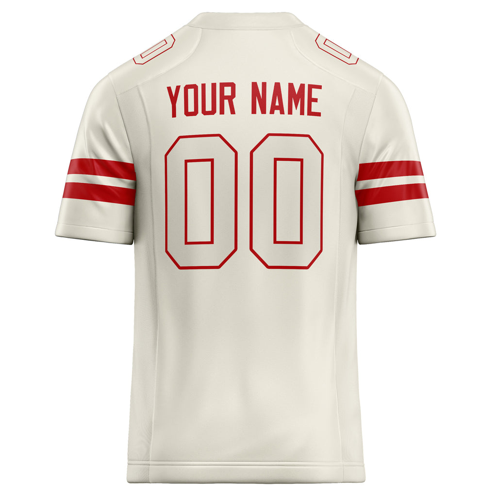 Personalized Cream & red Solid Colour Football Jersey