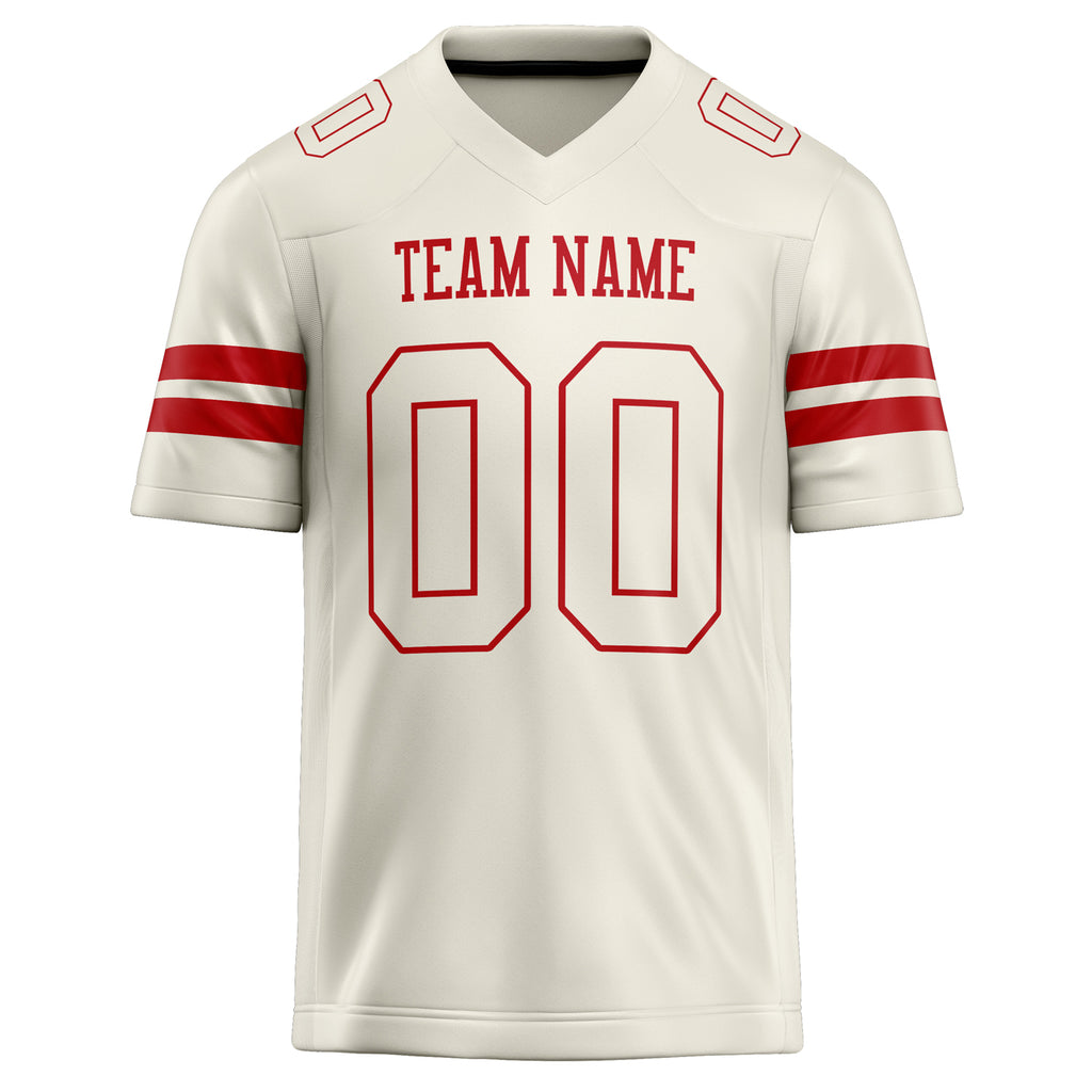 Personalized Cream & red Solid Colour Football Jersey