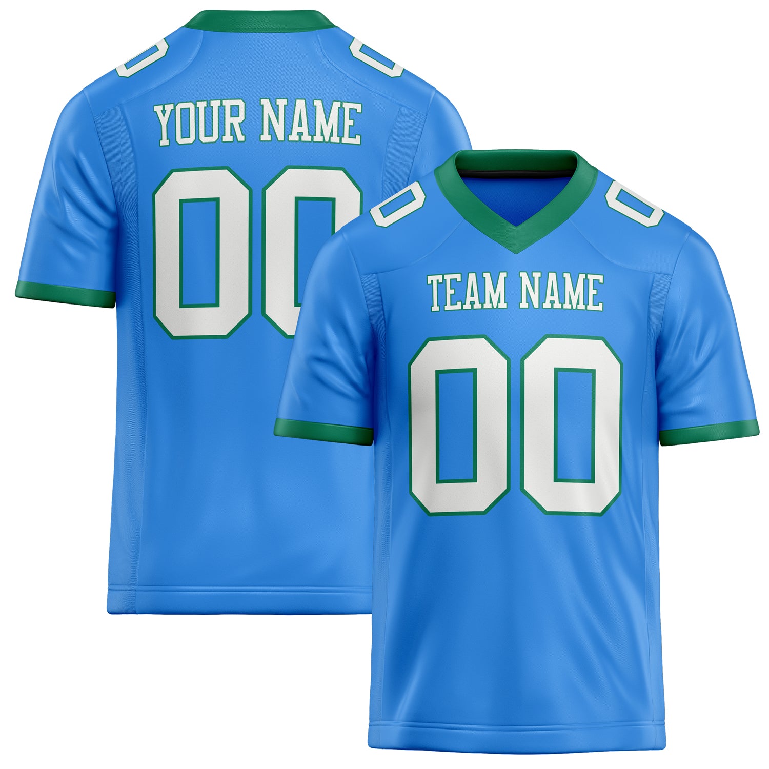 Personalized Electric Blue White Solid Colour Football Jersey FT02240730EL110