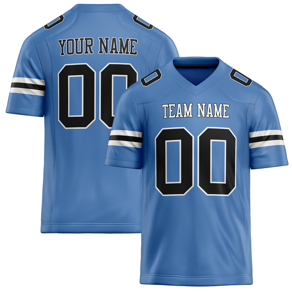 Personalized Electric Blue Black Solid Colour Football Jersey FT02240730EL111