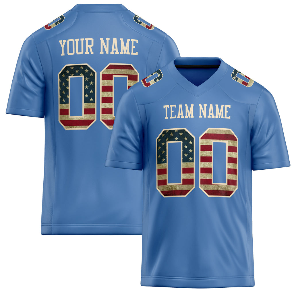 Personalized Electric Blue cream Solid Colour Football Jersey FT02240730EL112