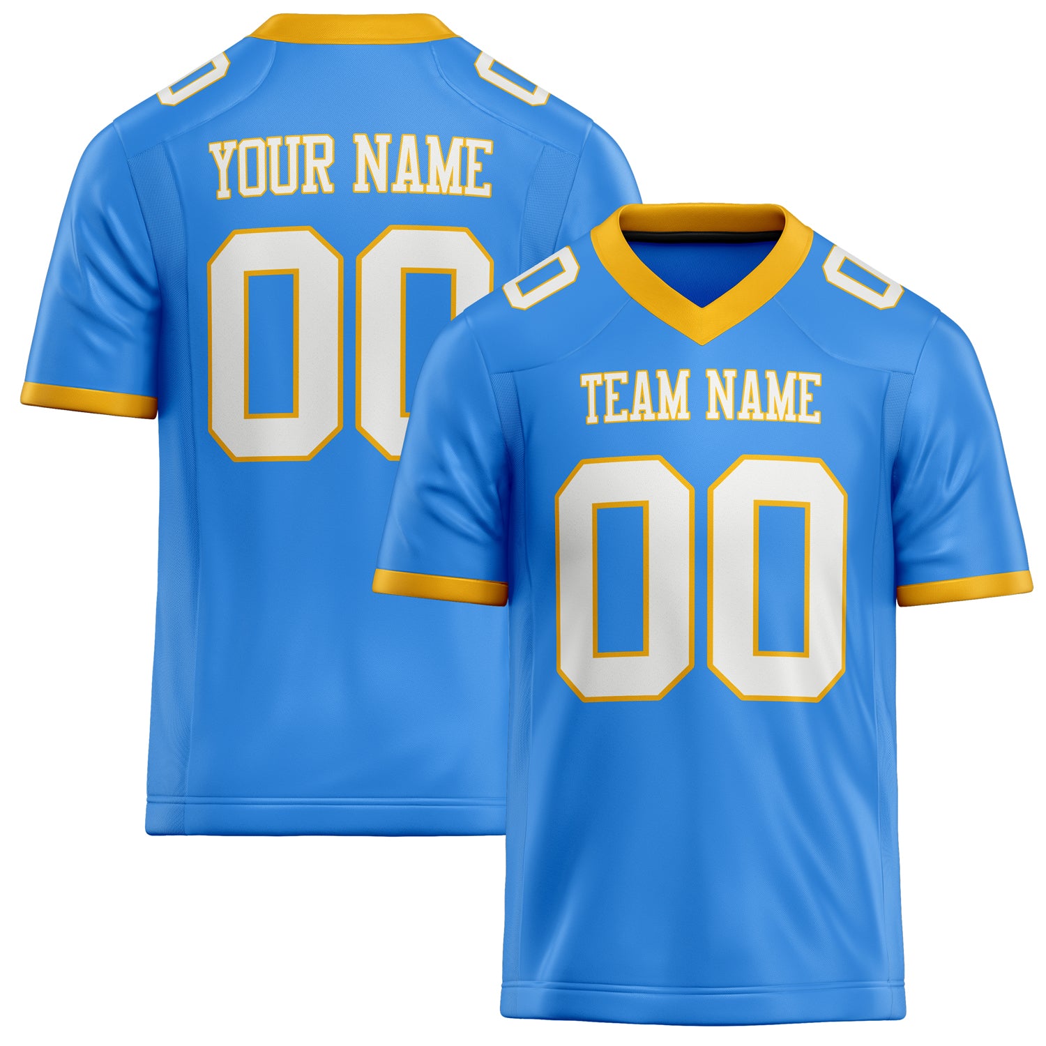 Personalized Electric Blue White Solid Colour Football Jersey FT02240730EL113