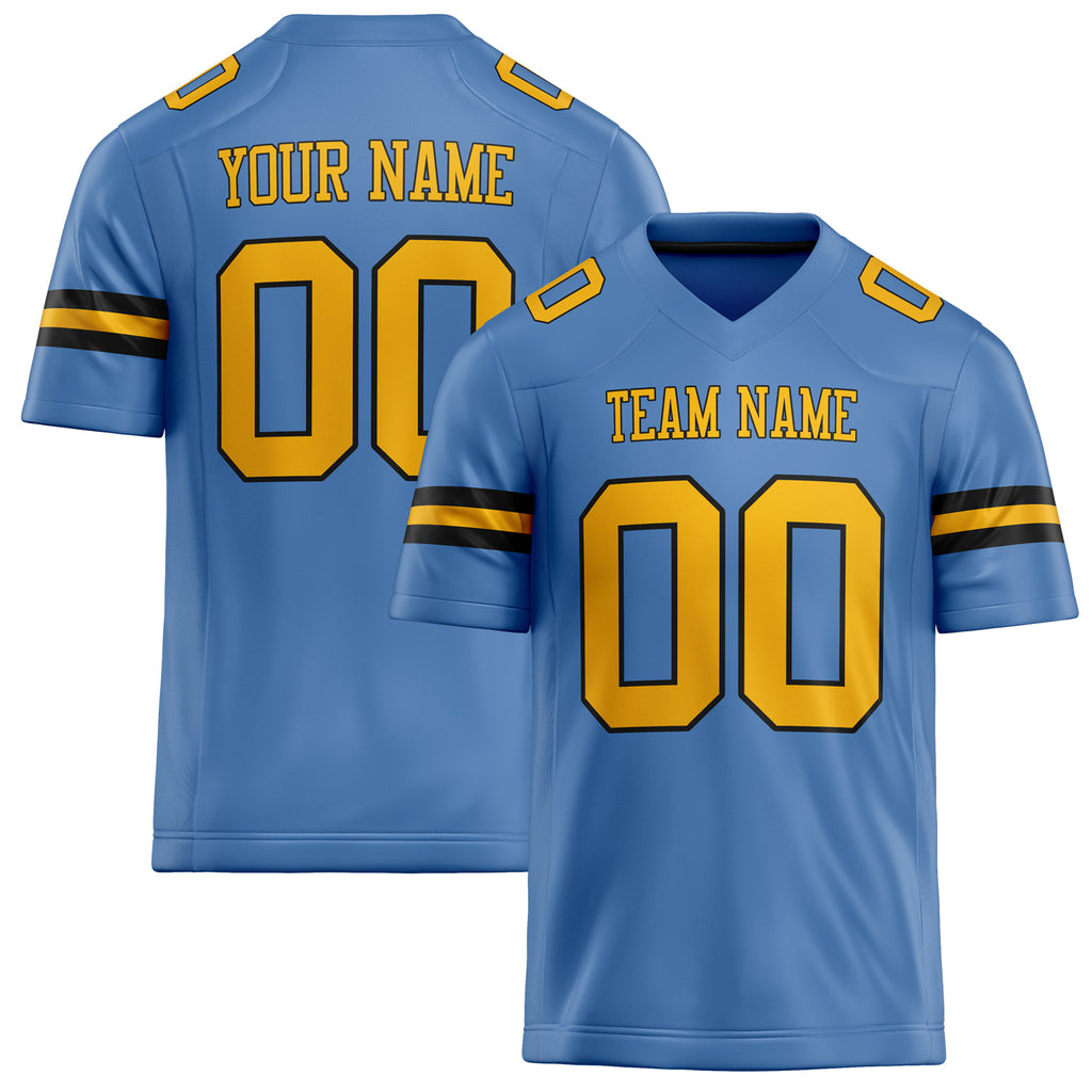 Personalized Electric Blue gold Solid Colour Football Jersey FT02240730EL118