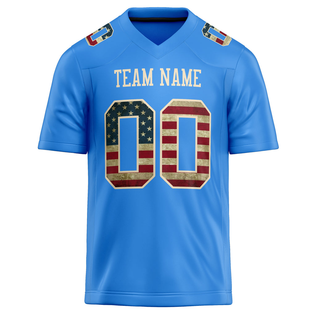 Personalized Electric & Blue cream Solid Colour Football Jersey