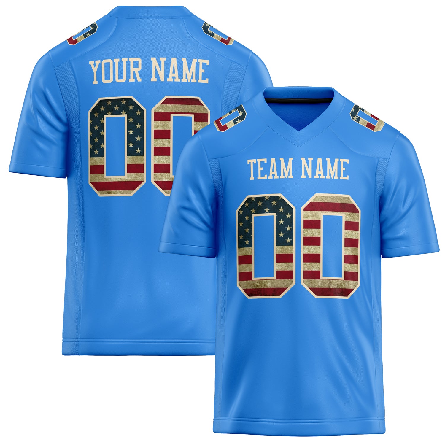 Personalized Electric Blue cream Solid Colour Football Jersey FT02240730EL119