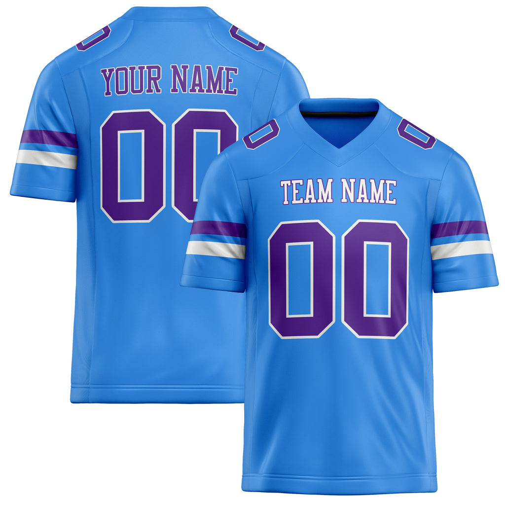 Personalized Electric Blue Purple Solid Colour Football Jersey FT02240730EL121