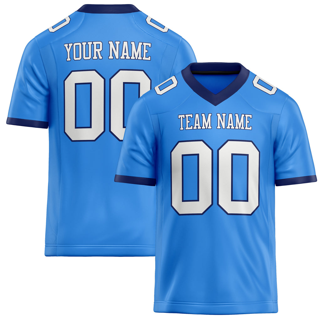 Personalized Electric Blue White Solid Colour Football Jersey FT02240730EL125