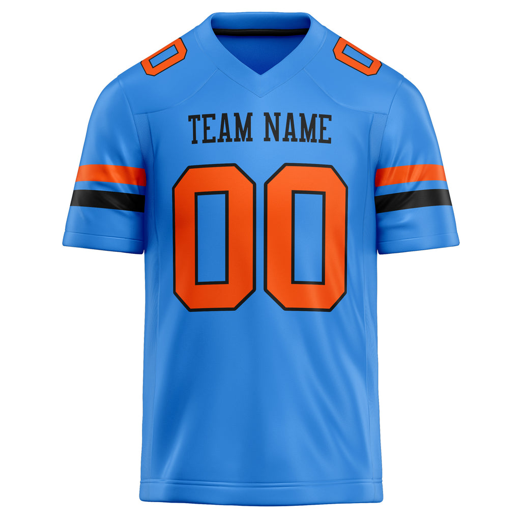 Personalized Electric & Blue orange Solid Colour Football Jersey