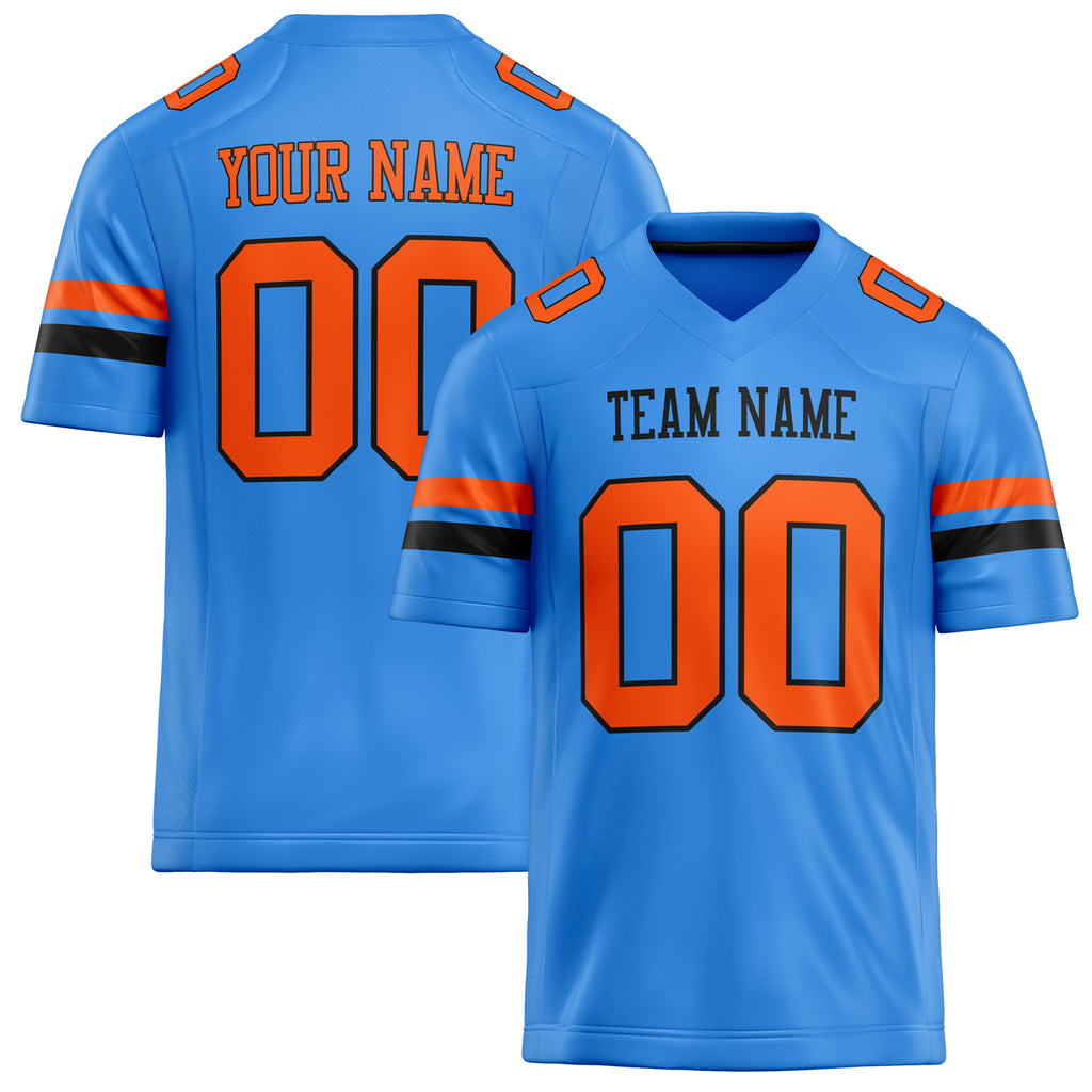 Personalized Electric Blue orange Solid Colour Football Jersey FT02240730EL128