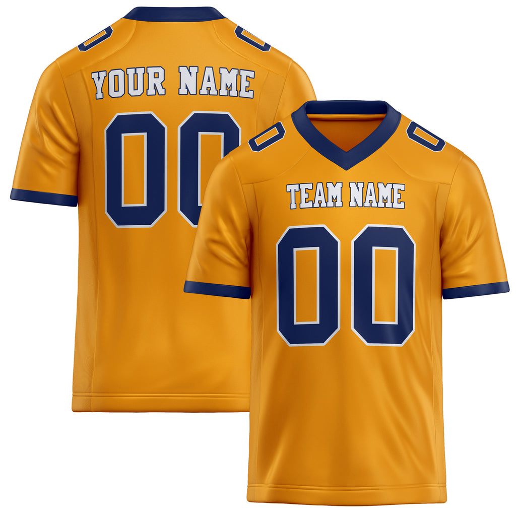 Personalized Gold navy Solid Colour Football Jersey FT02240730GO129