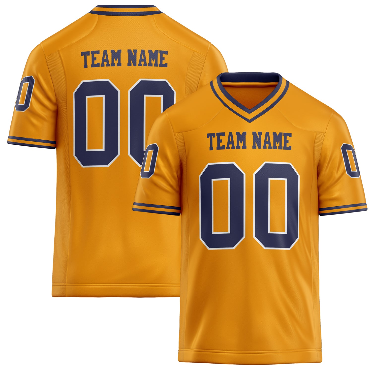 Personalized Gold navy Solid Colour Football Jersey FT02240730GO131