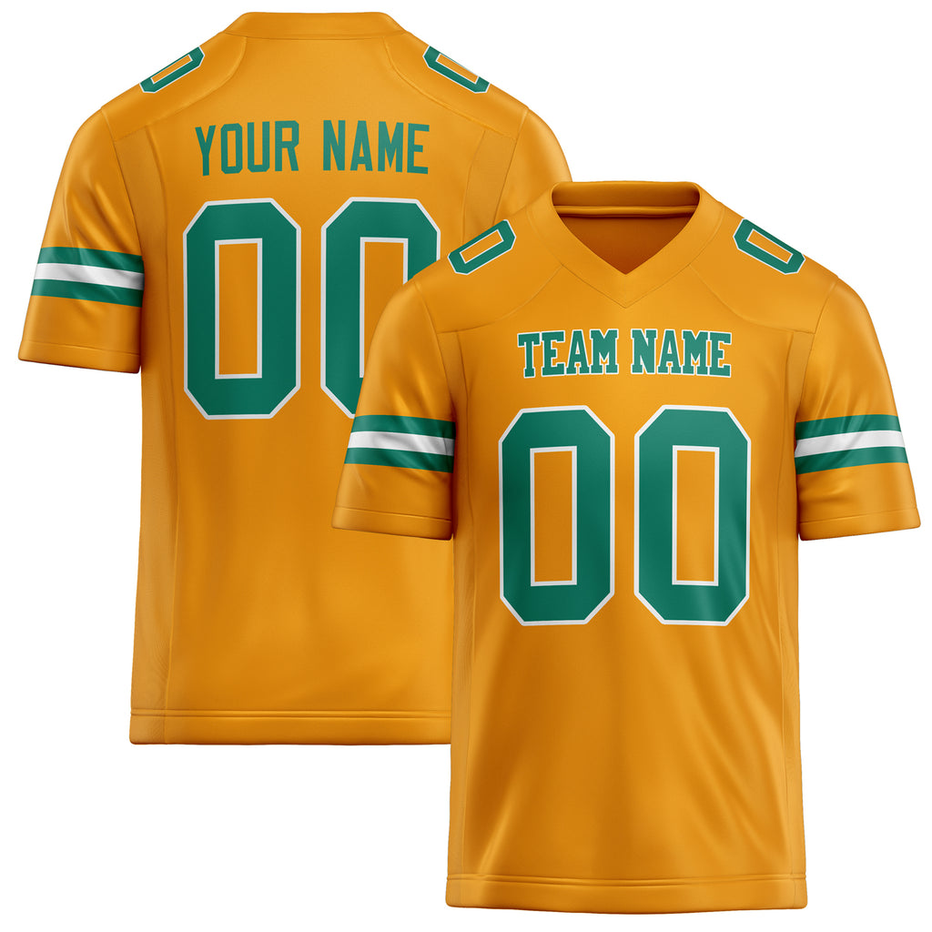 Personalized Gold kelly green Solid Colour Football Jersey FT02240730GO132