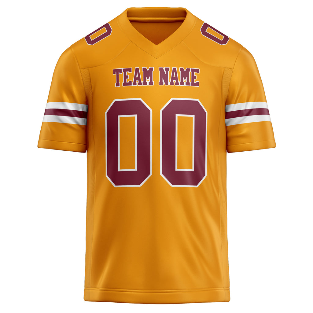 Personalized Gold & maroon Solid Colour Football Jersey