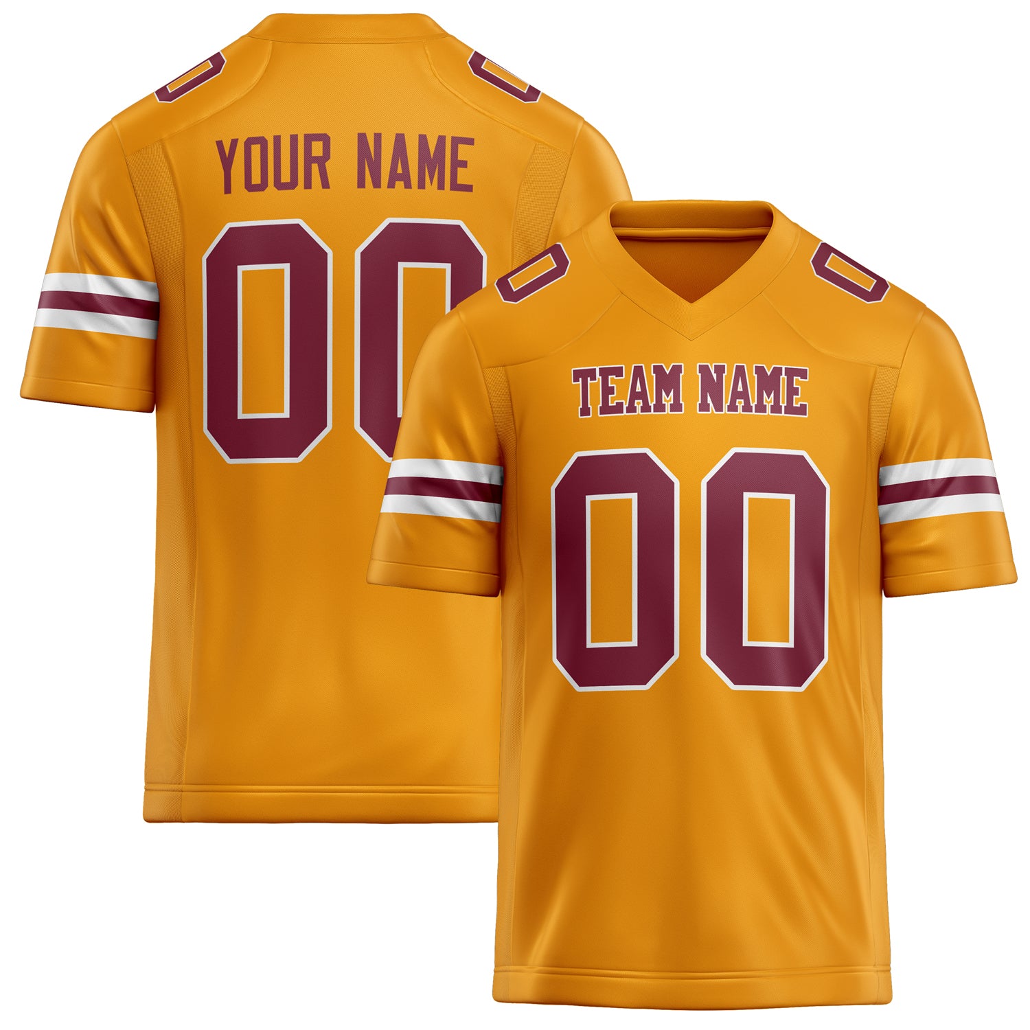 Personalized Gold maroon Solid Colour Football Jersey FT02240730GO133