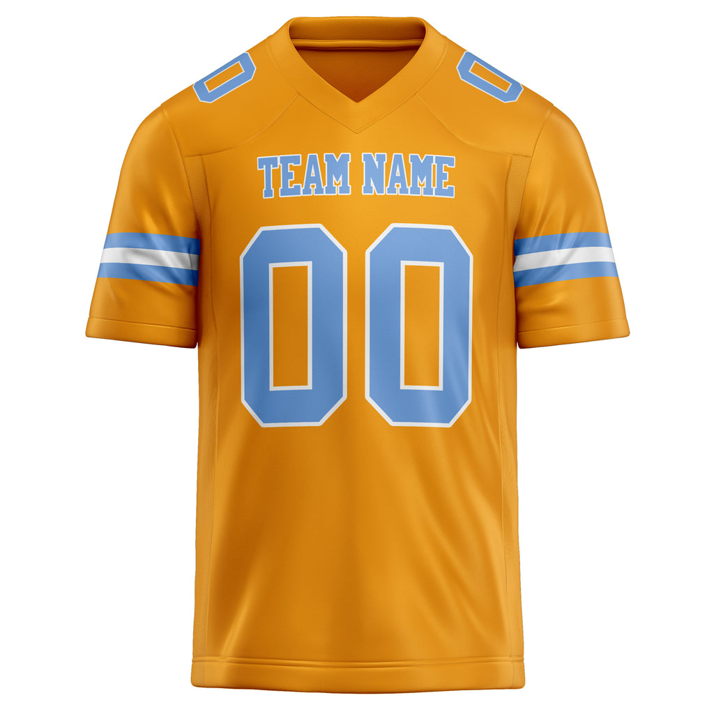 Personalized Gold & light blue Solid Colour Football Jersey