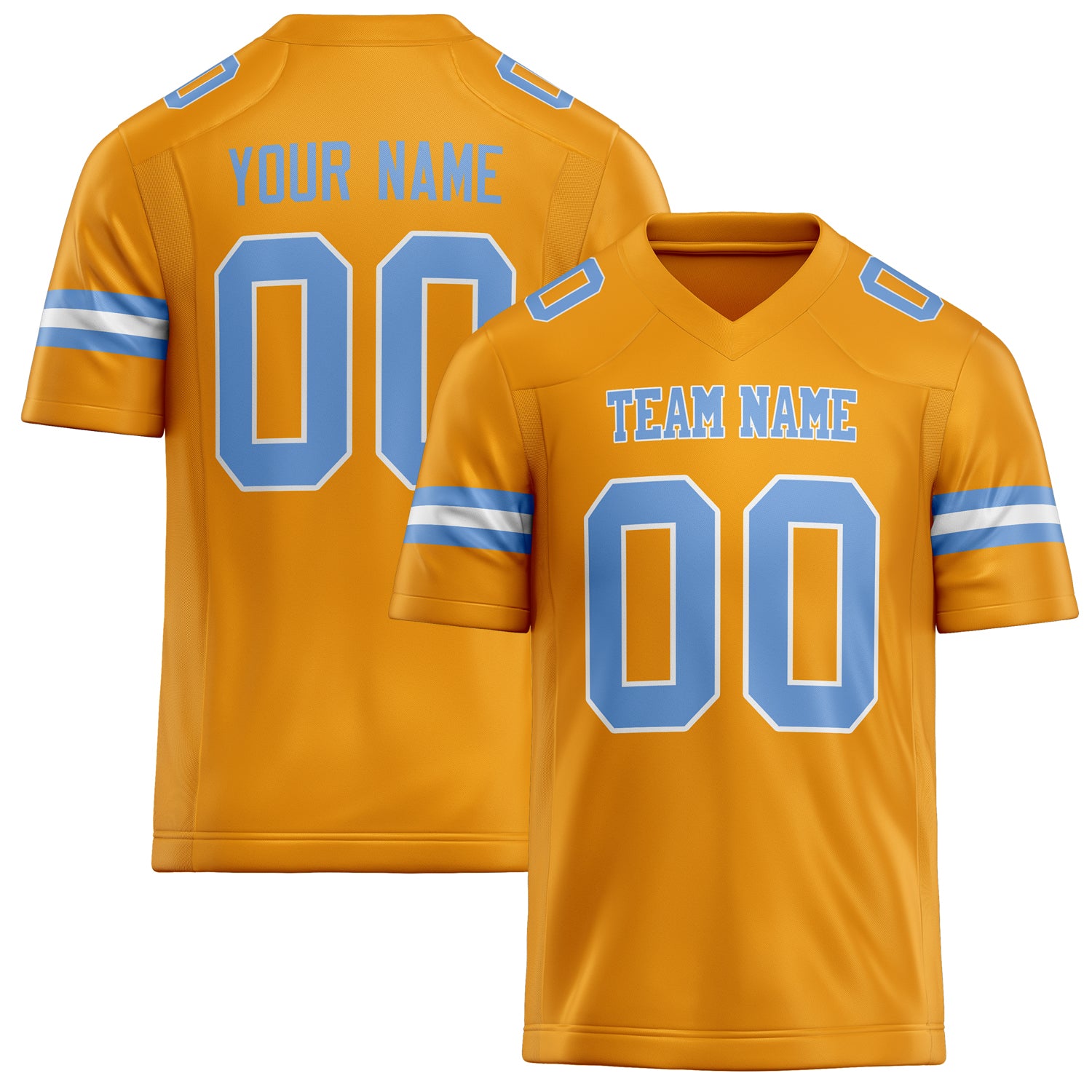 Personalized Gold light blue Solid Colour Football Jersey FT02240730GO134