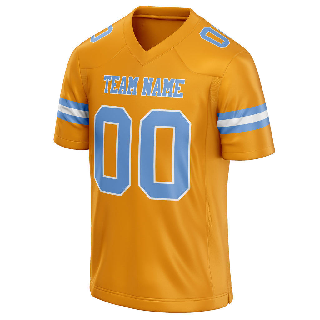 Personalized Gold & light blue Solid Colour Football Jersey