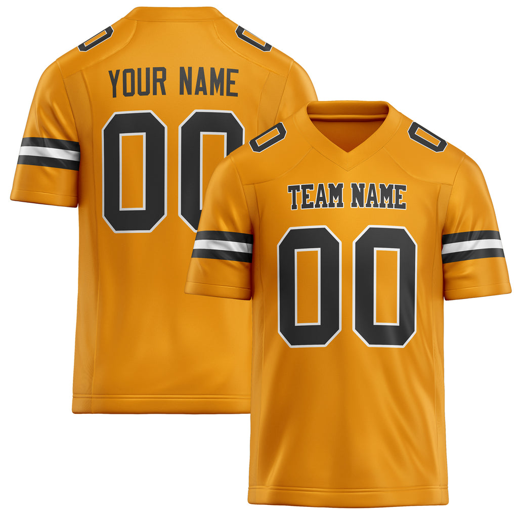 Personalized Gold Black Solid Colour Football Jersey FT02240730GO135