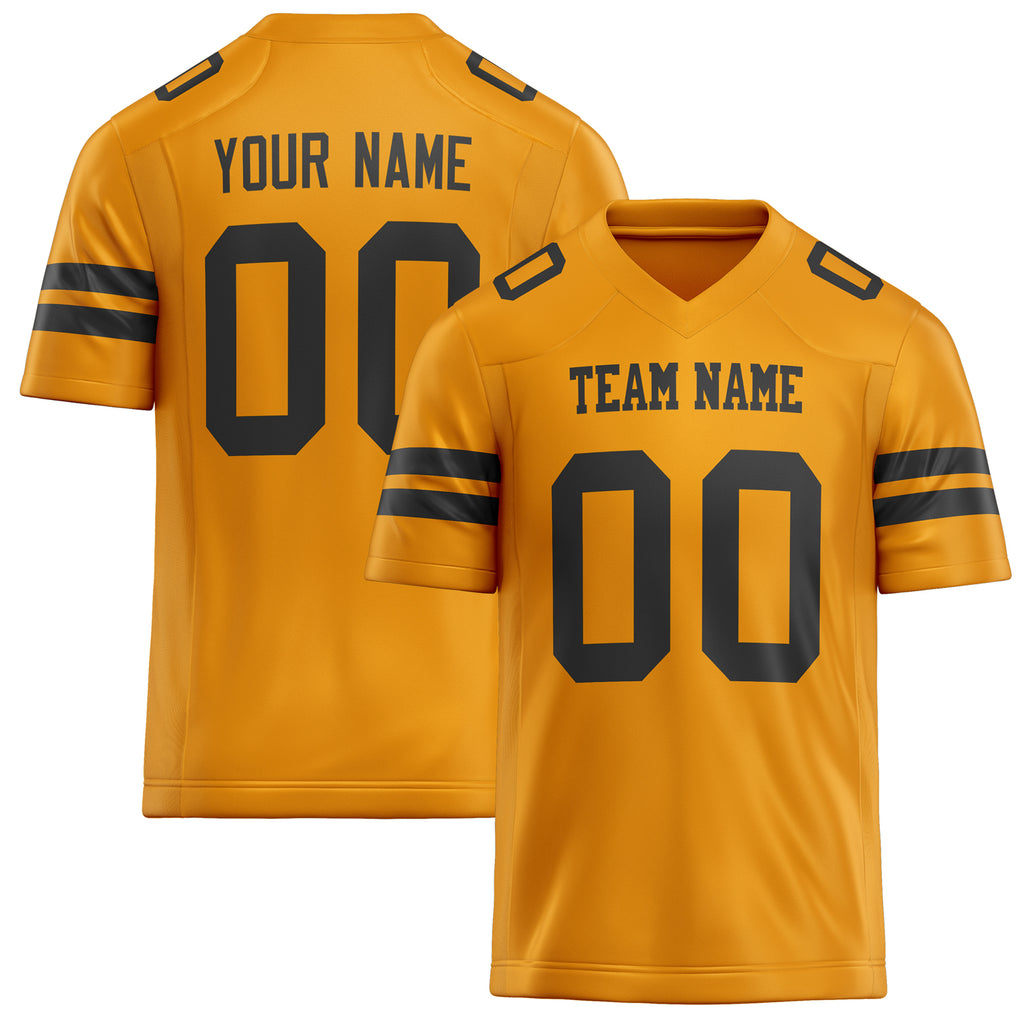 Personalized Gold Black Solid Colour Football Jersey FT02240730GO136