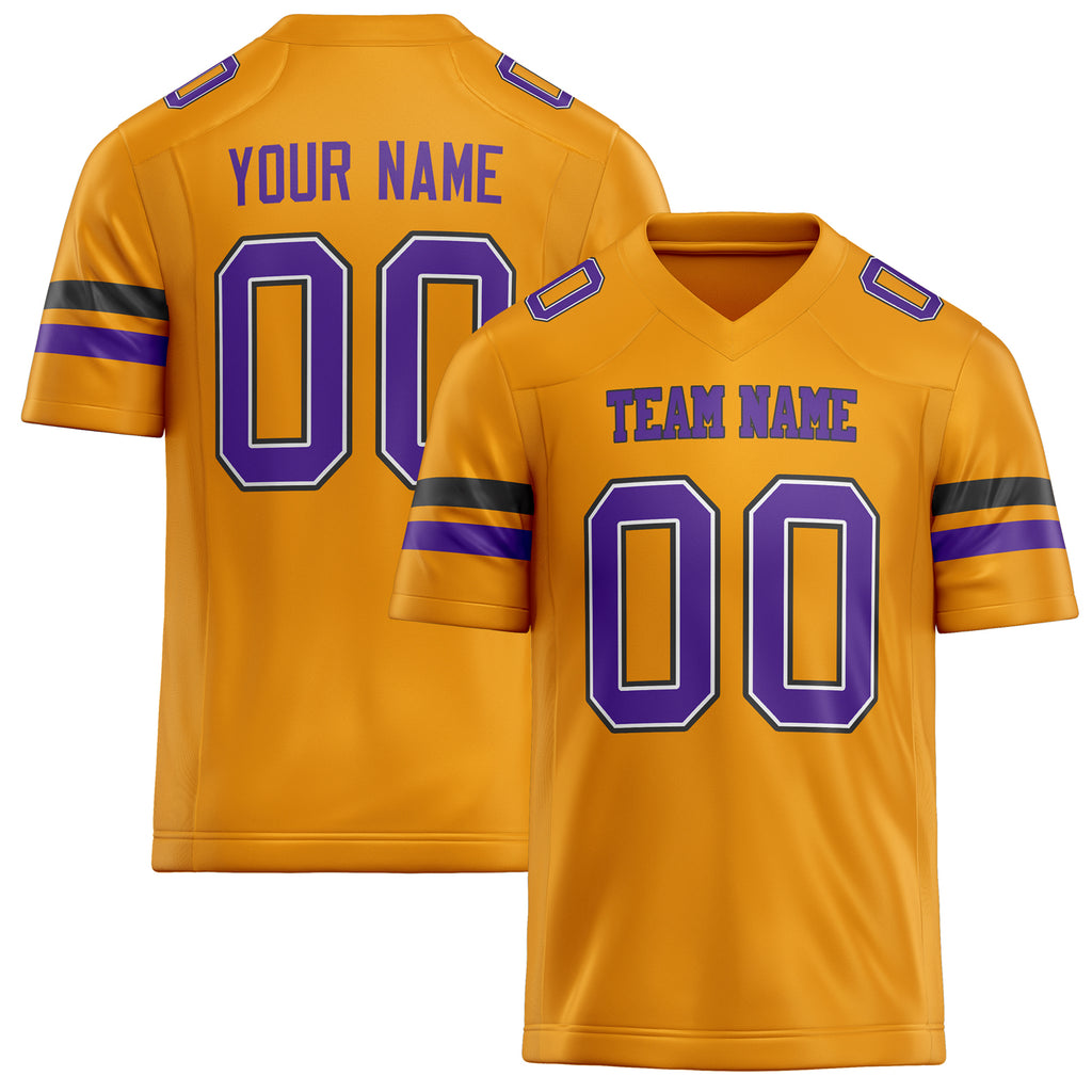 Personalized Gold Purple Solid Colour Football Jersey FT02240730GO138