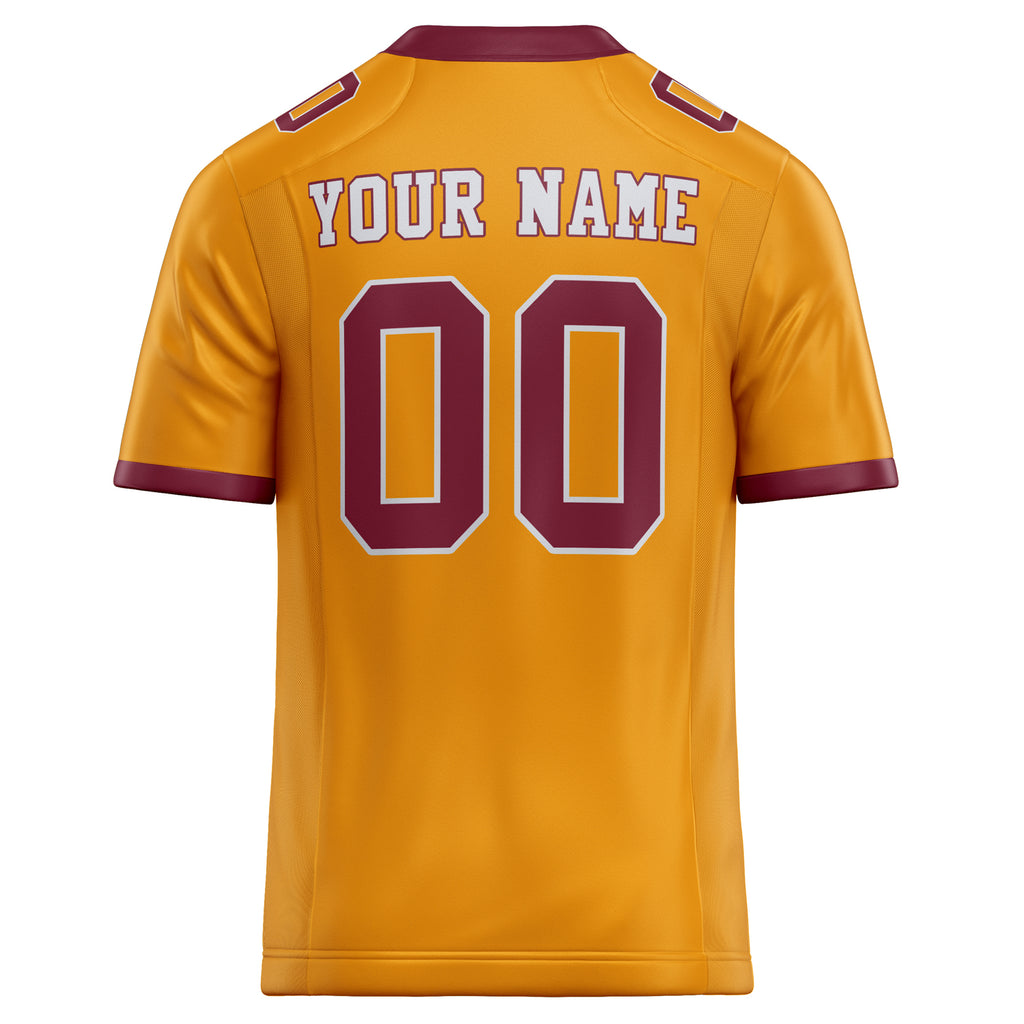 Personalized Gold & maroon Solid Colour Football Jersey