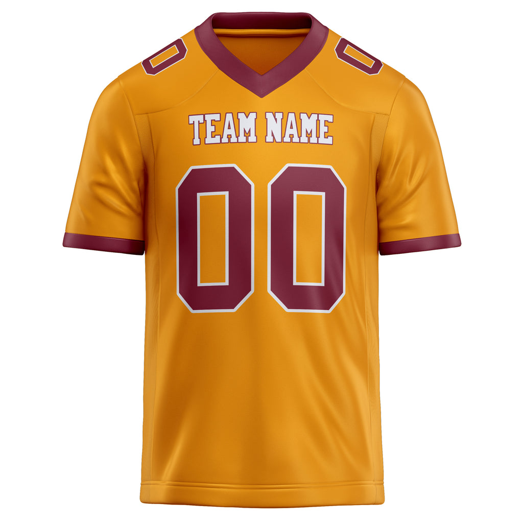 Personalized Gold & maroon Solid Colour Football Jersey