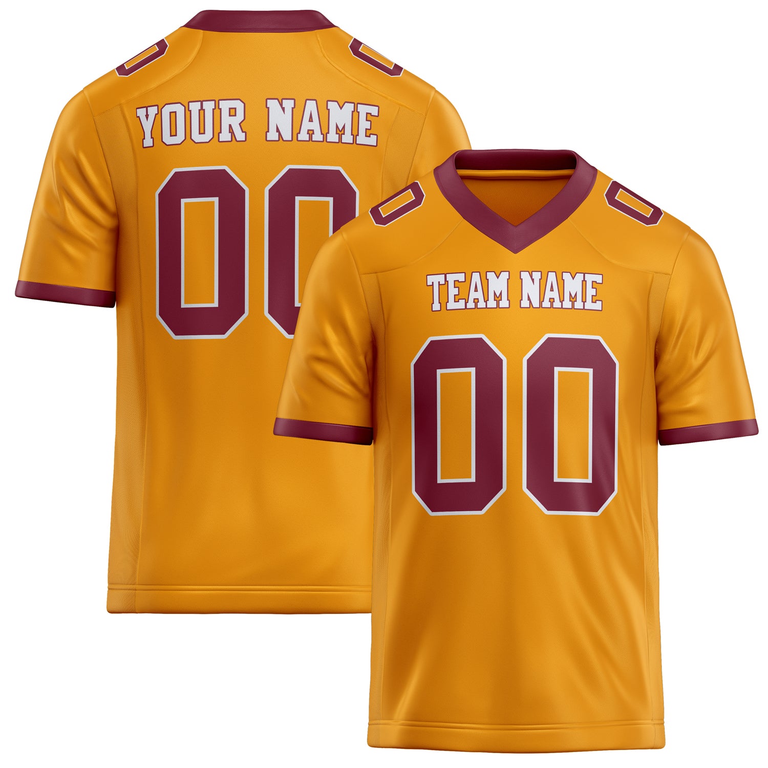 Personalized Gold maroon Solid Colour Football Jersey FT02240730GO140