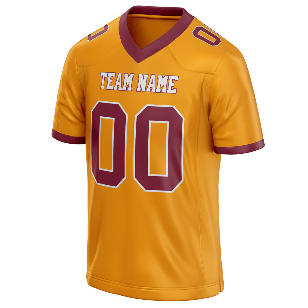 Personalized Gold & maroon Solid Colour Football Jersey