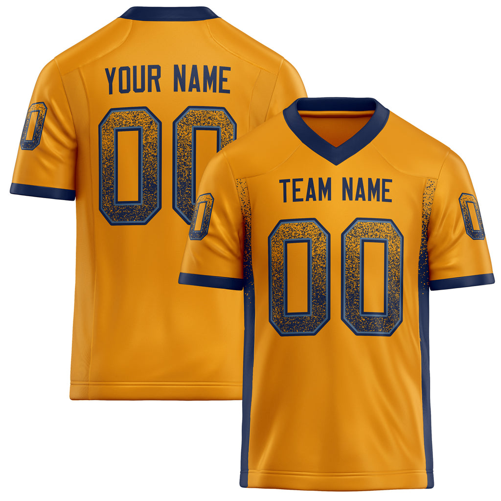 Personalized Gold navy Solid Colour Football Jersey FT02240730GO144
