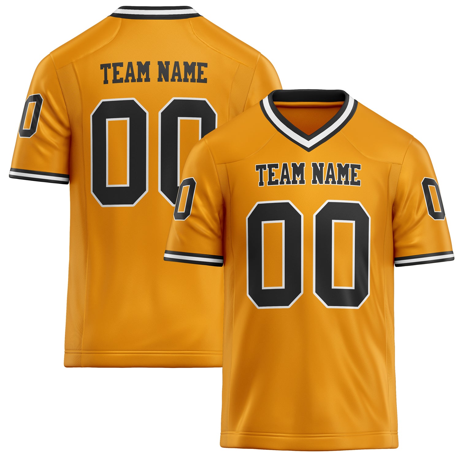 Personalized Gold Black Solid Colour Football Jersey FT02240730GO147