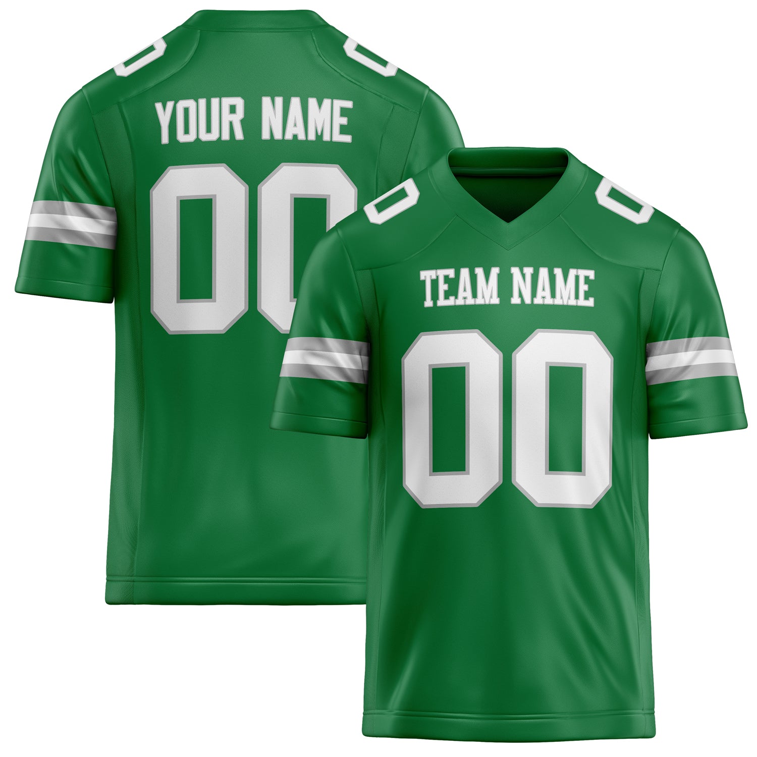 Personalized Grass Green White Solid Colour Football Jersey FT02240730GR149