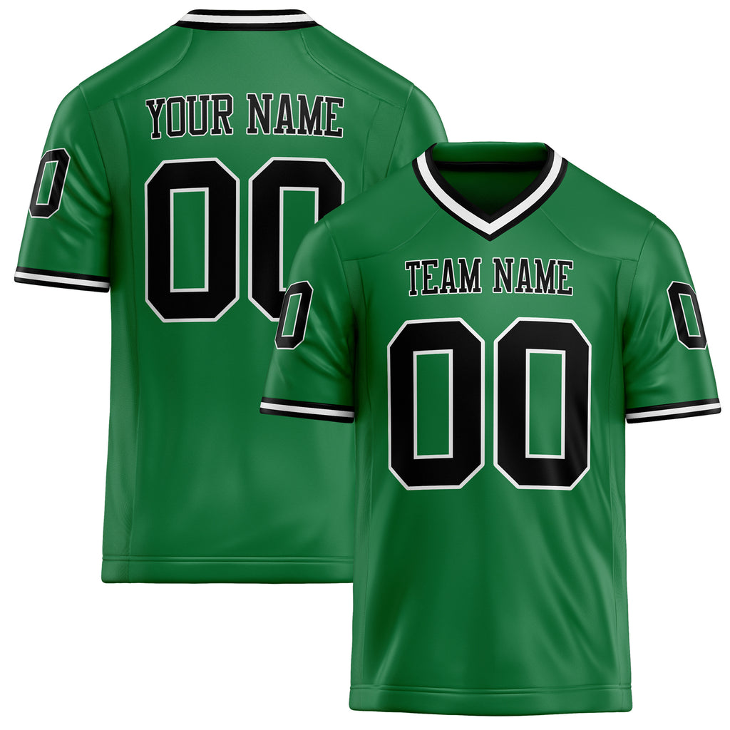 Personalized Grass Green Black Solid Colour Football Jersey FT02240730GR150