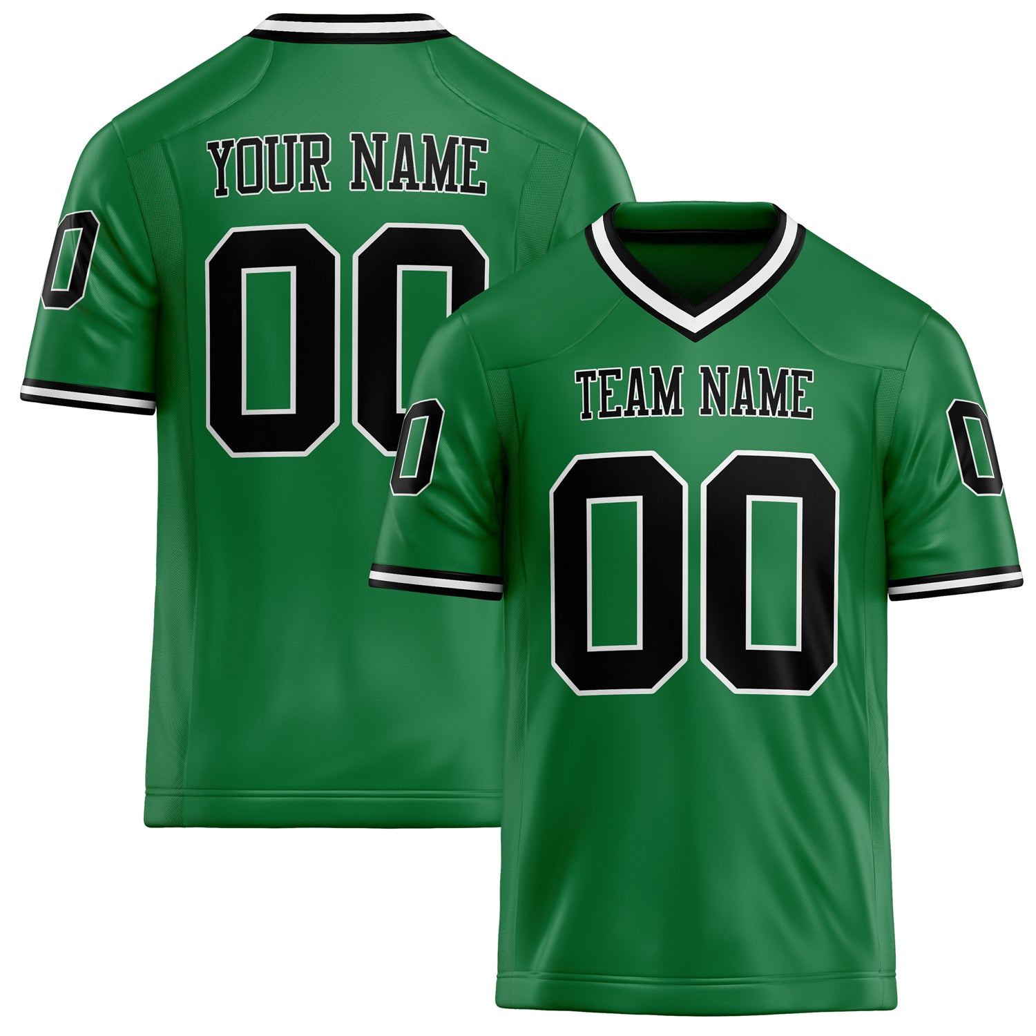 Personalized Grass Green Black Solid Colour Football Jersey FT02240730GR150