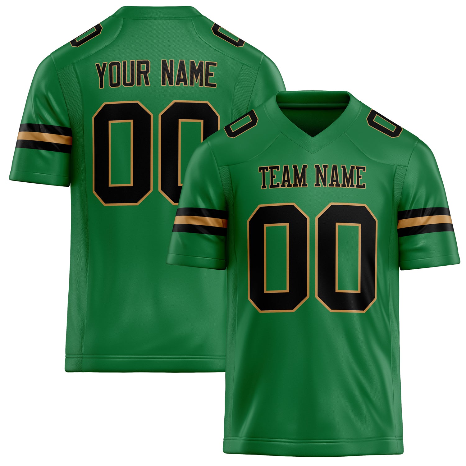 Personalized Grass Green Black Solid Colour Football Jersey FT02240730GR151