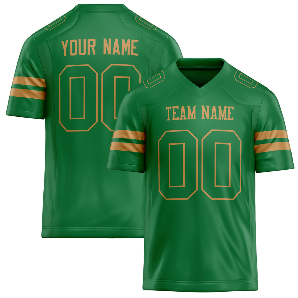Personalized Grass Green old gold Solid Colour Football Jersey FT02240730GR156