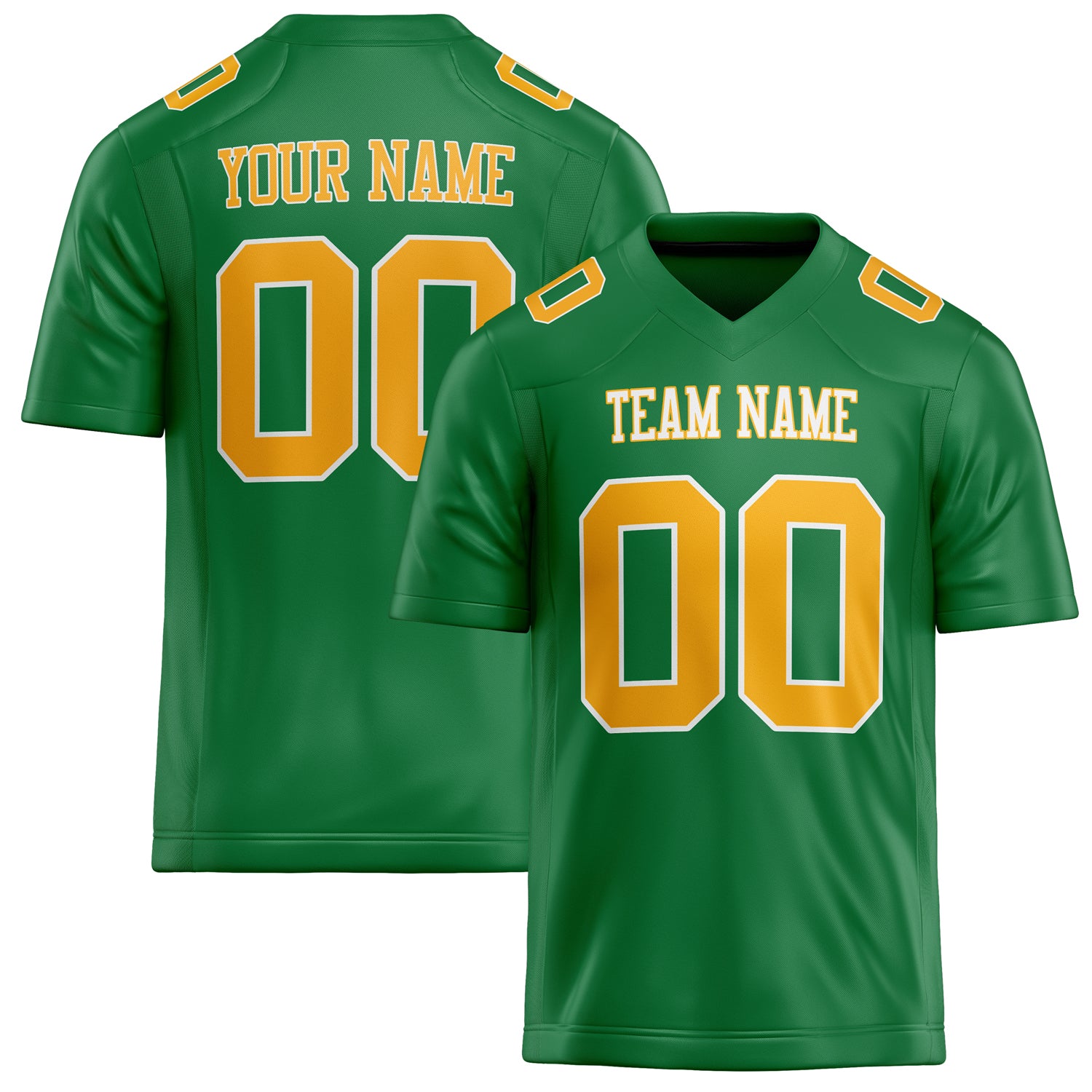 Personalized Grass Green gold Solid Colour Football Jersey FT02240730GR157
