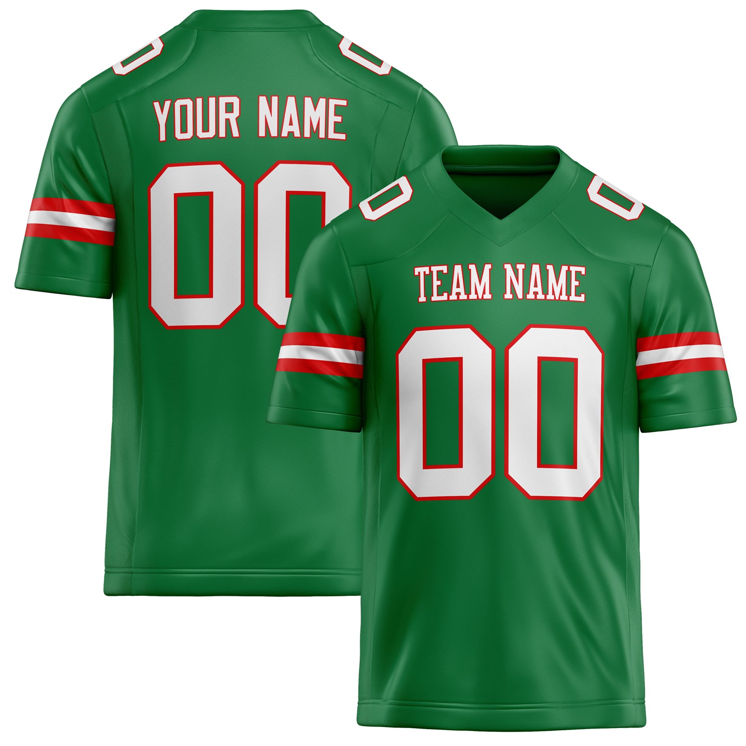 Personalized Grass Green White Solid Colour Football Jersey FT02240730GR161
