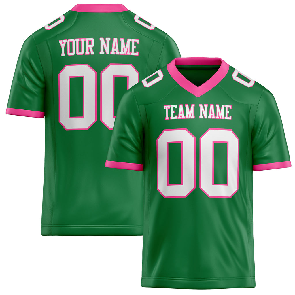 Personalized Grass Green White Solid Colour Football Jersey FT02240730GR163
