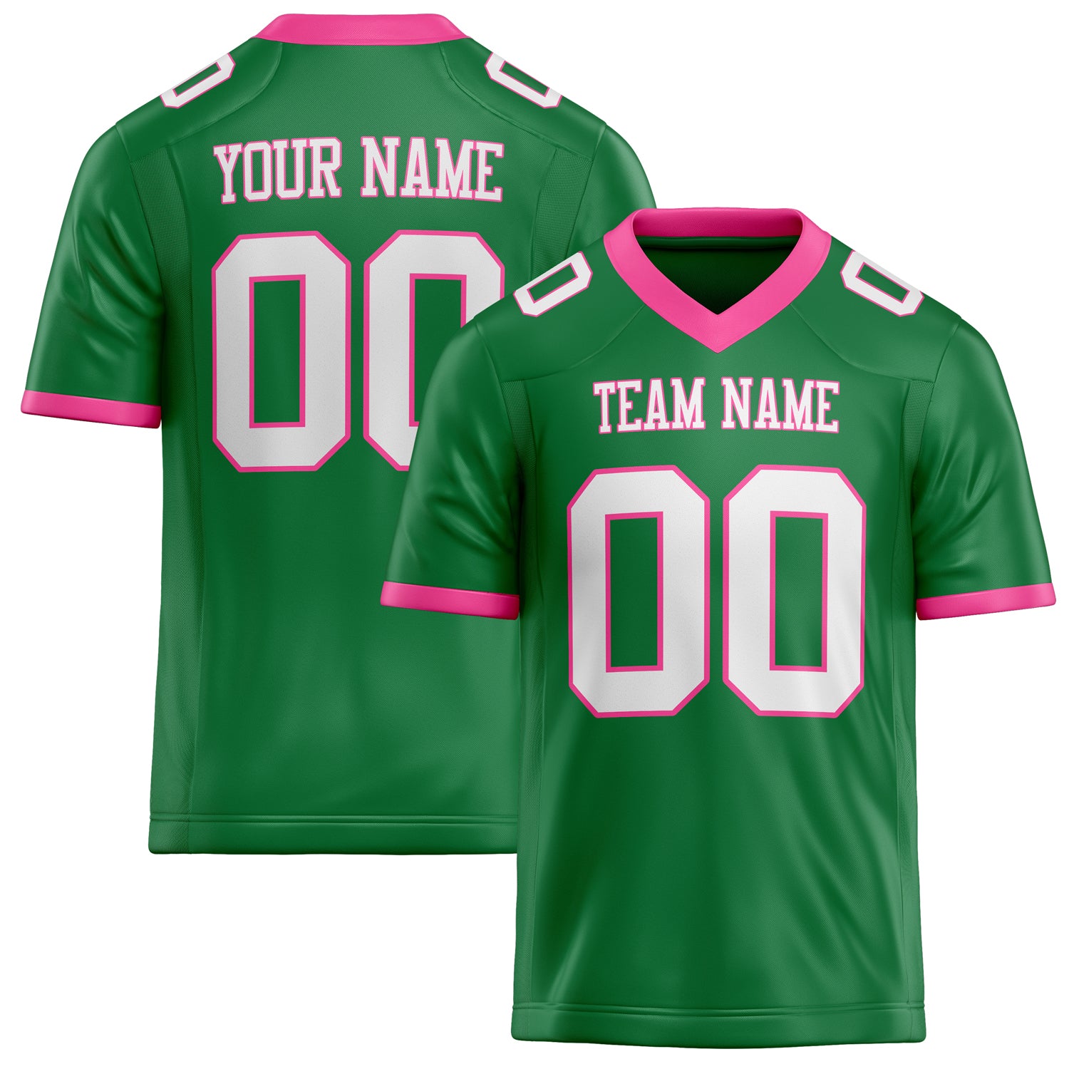 Personalized Grass Green White Solid Colour Football Jersey FT02240730GR163