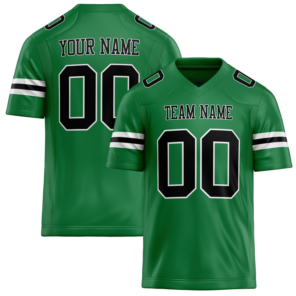 Personalized Grass Green Black Solid Colour Football Jersey FT02240730GR164