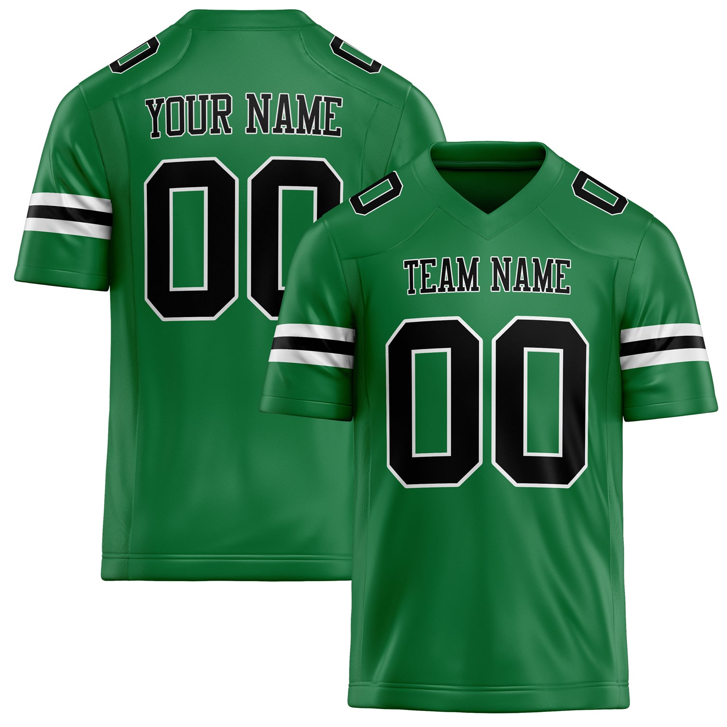Personalized Grass Green Black Solid Colour Football Jersey FT02240730GR164
