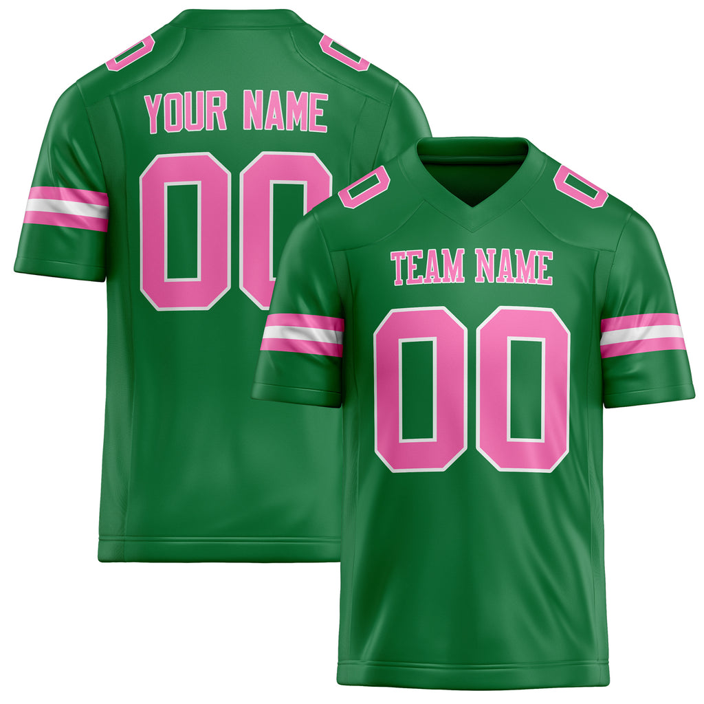 Personalized Grass Green pink Solid Colour Football Jersey FT02240730GR165