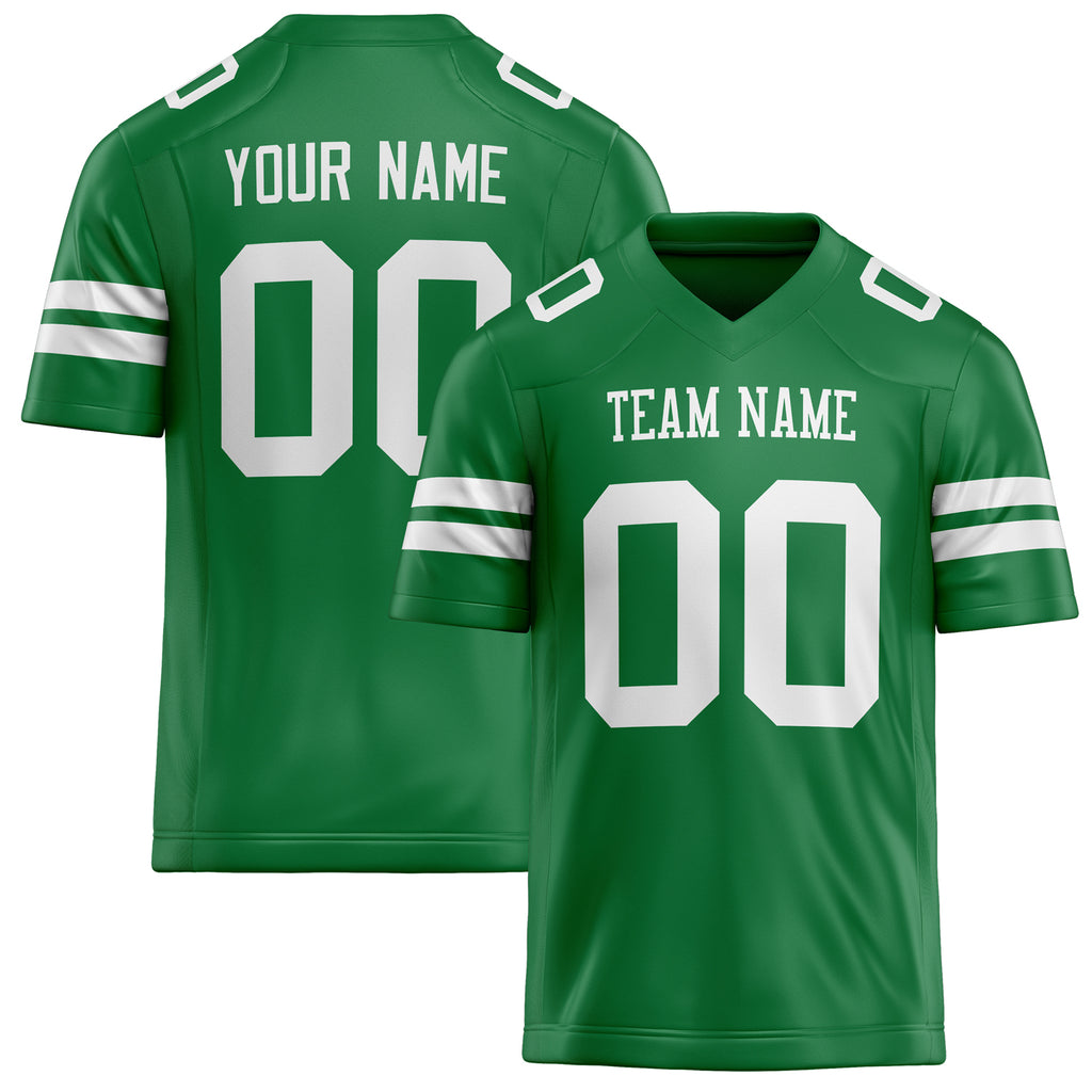 Personalized Grass Green White Solid Colour Football Jersey FT02240730GR167
