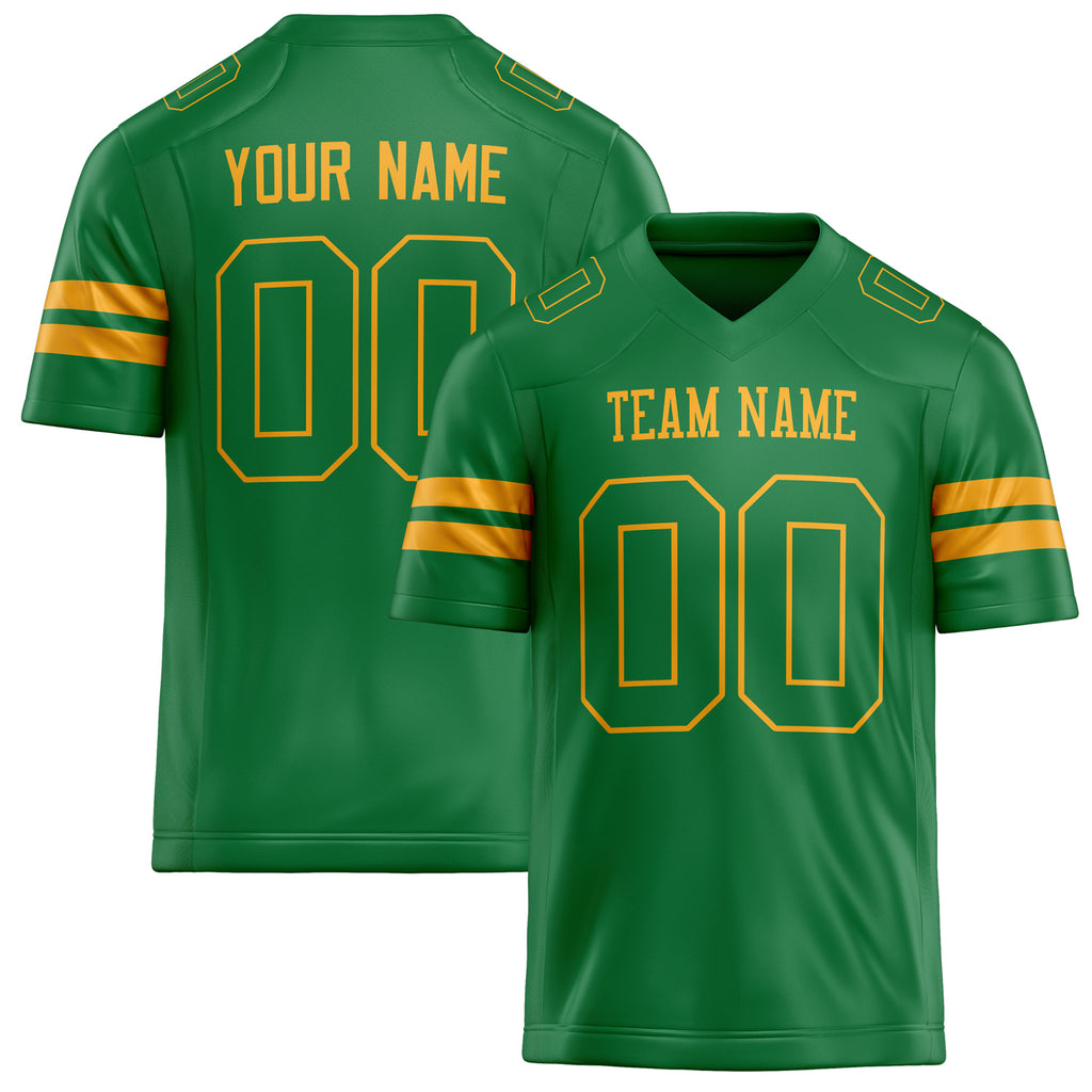 Personalized Grass Green gold Solid Colour Football Jersey FT02240730GR168