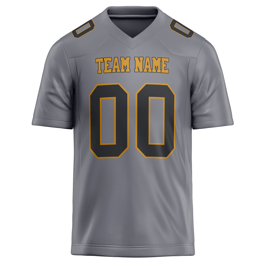 Personalized Gray & Black Solid Colour Football Jersey