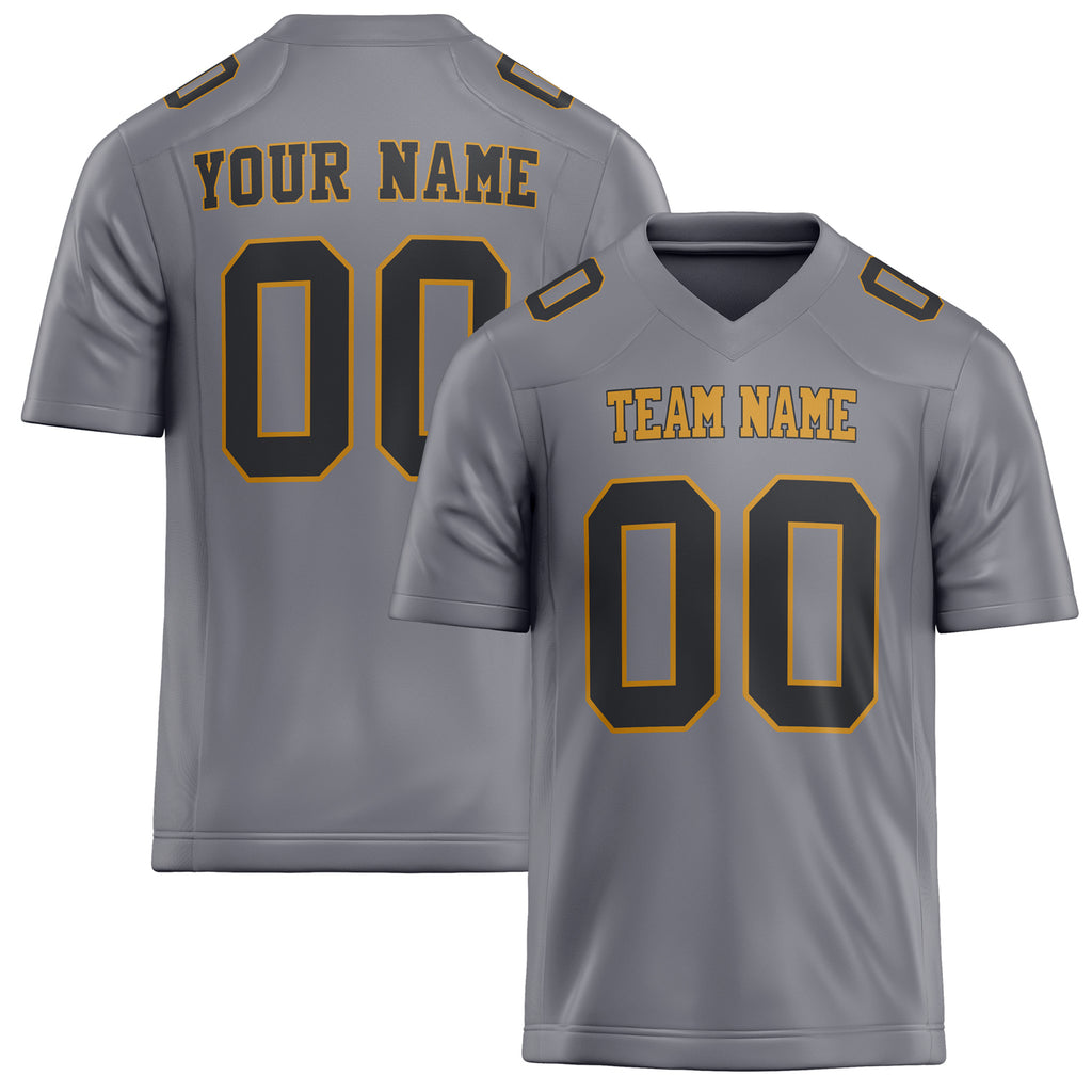 Personalized Gray Black Solid Colour Football Jersey FT02240730GR169